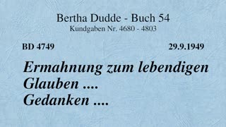 BD 4749 - ERMAHNUNG ZUM LEBENDIGEN GLAUBEN .... GEDANKEN ....