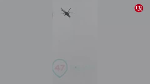 Moment Russian Mi-24 helicopter tracks the Ukrainian drone attacking Russian territory
