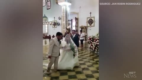 Bride Broke Down in tear as she walks in flooded church on her wedding in the USA