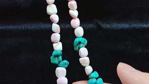 Natural turquoise and irregular Princess spiny oyster handmade choker full strand 16inch