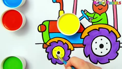 Tractor Drawing panting and coloring for kids toddlers