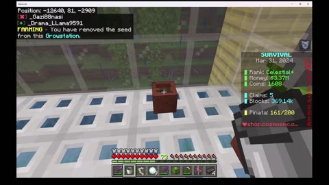 How to remove a seed from the growstation, Java and Windows Minecraft versions, PyroFarming