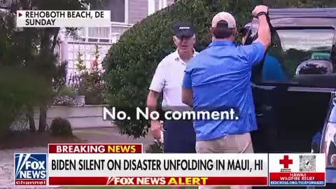 It's a hard no comment with a smirk on his face from Biden when asked about the Maui fires