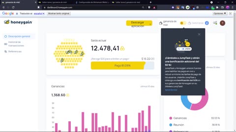 🔴 HONEYGAIN INGRESOS PASIVOS FÁCILMENTE GANA DINERO POR SOLO COMPARTIR INTERNET JUMPTASK BONO DE $5