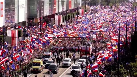 In Poland, the opposition party winning the elections brought thousands of people to a protest rally