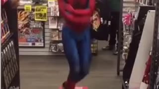 When Jay goes shopping in his Spiderman Costume. 😂