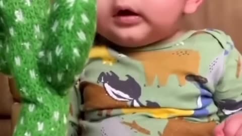 Cute babies playing with dancing cactus(Hilarious) cute baby funny videos