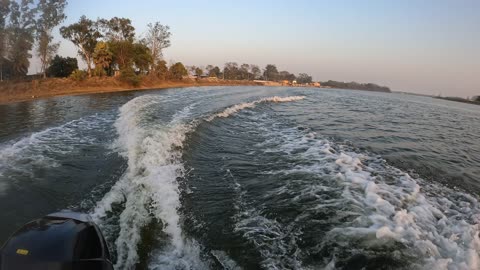 Boating riding on the river side in India