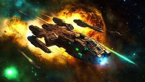 Interstellar Ambience 1 Hour - Space Sounds Amidst Intergalactic Battlecruisers with Stunning AI Art
