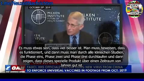 Dr. Fauci 2017 & 1019 -kündigt Pandemie & Impfungen an-