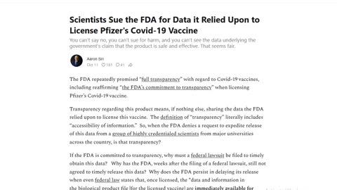 BOMBSHELL: FDA Ask Judge to Ban Release of VAX Recipe Until 2076