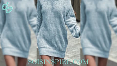 One Shoulder Lantern Sleeve Sweater Dress #oneshoulderdress #lanternsleevedress #stylishdress