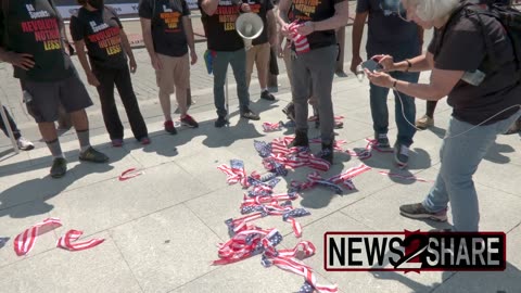 "Revolutionary Communist" group burns American flags on July 4th Independence day