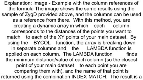 Find the nearest set of coordinates in Excel