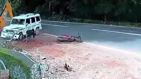 Man almost hurt by excavator