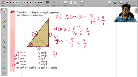 Correção de exercício de trigonometria no triângulo retângulo