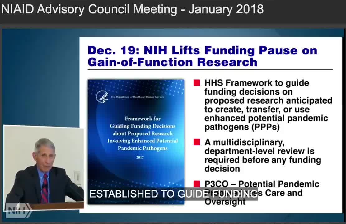 BUSTED: 2018 Video Shows Dr. Fauci REINSTATING Gain-of-Function Research at NIH - Defending Its Use