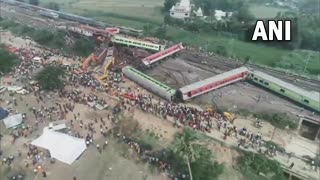 DRONE FOOTAGE OF DAMAGE FROM INDIA TRAIN CRASH, AS DEATH TOLL NEARS 300.