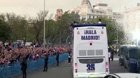 Real Madrid fans celebrate La Liga championship win