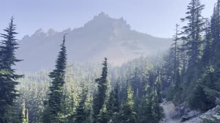 First Views of Three Fingered Jack Arriving at the Alpine Basin – Central Oregon – 4K