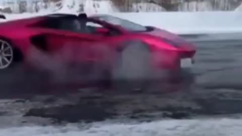 LAMBORGHINI Aventador Drifts in the snow #Lamborghini aventador #shorts# shorts luxury cars #youtube