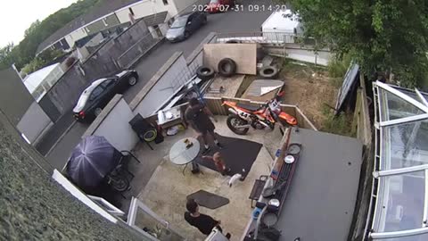 Dad Saves Son From Falling Motorcycle