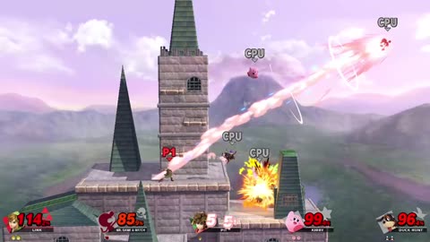 Link Vs Mr Game And Watch Vs Pit Vs Kirby Vs Duck Hunt on Hyrule Castle (Super Smash Bros Ultimate)