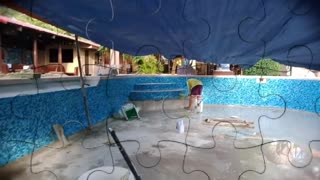 Pool tiles installation