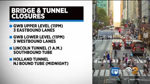 Weekend closures will affect GWB, Lincoln Tunnel & Holland Tunnel