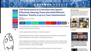 Irish Government to Criminalize Hate Speech.