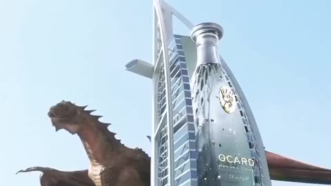 Dinosaur 🐊 on Burj Al Arab 🥺🤔