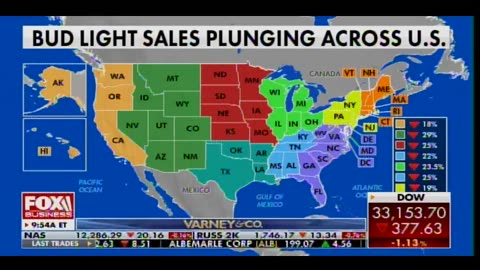 Bud Light sales decline map
