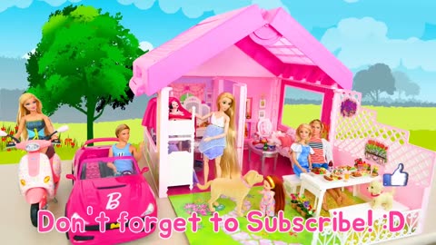 Pink Fold'n Fun House for Dolls, Barbie Convertible R/C Car Puppenhaus Mobil سيارة Voiture Carro