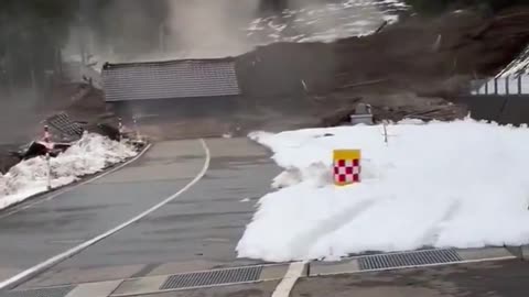 A new video shows a huge landslide immediately after the earthquake in the city of Wajima, Japan.