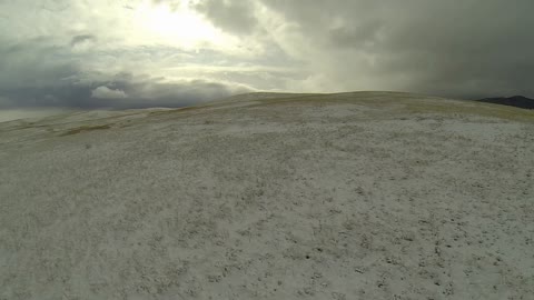 Grasslands with snow (aerial)