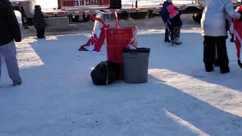 Little terrorists playing hockey at rally