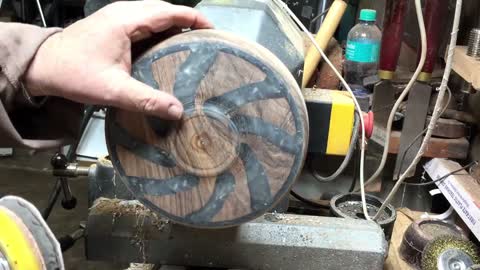 woodturning a pewter shavings dish16