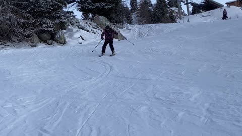 Out-of-Control Skier Wipes Out Friend