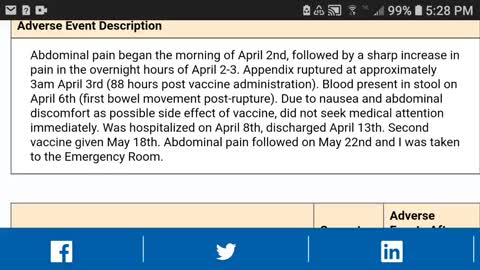 VAERS: 37 YR OLD MAN RUPTURES APPENDIX, GOES BACK FOR MORE!