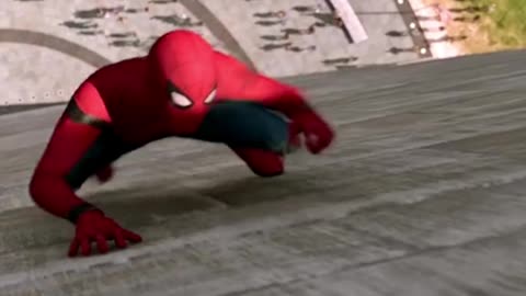 Spiderman climbing the stairs