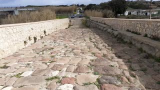 Amazing front view while walking down on the Roman Bridge