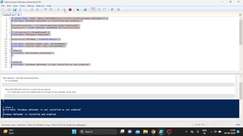 Windows Defender Malware Detection PowerShell Script