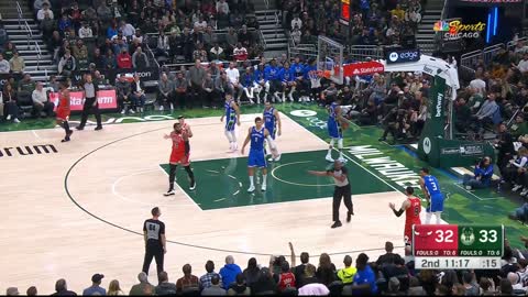 Zach LaVine gets flagrant 1 foul for kicking his leg out on fadeaway shot vs Bucks 🤔