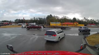 Dashcam Captures Crash in Front of Truck Stop