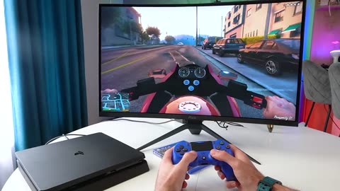 PS4 Slim On 27" Curved Gaming Monitor |GTA 5 POV Gameplay Test |