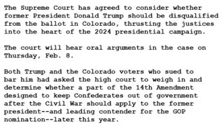 24-0105 - Supreme Court takes up Colorado's decision to kick Trump off its primary ballot