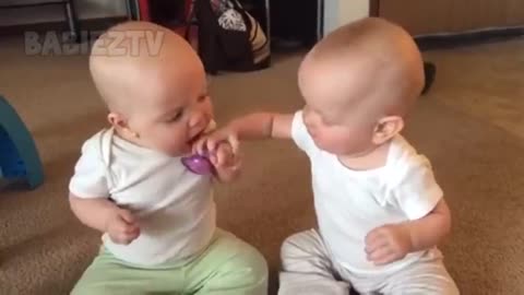 Funniest TWIN Baby Girls Fighting Over Pacifier