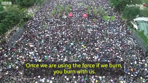 Aerial footage shows extent of Hong Kong protest - BBC News