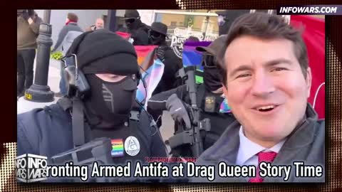 INFOWARS Owen Shroyer & Alex Stein: Armed Antifa Militants Wave Gay Flags At Drag Queen Story Time Event For Kids - Full Interview 11/20/22