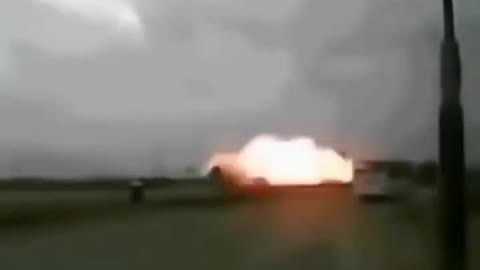 Plane blast caught on camera on roadside near to the local bus